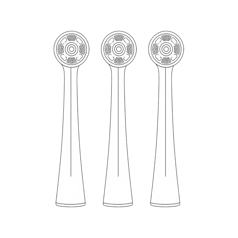 3 brushheads in a row illustration