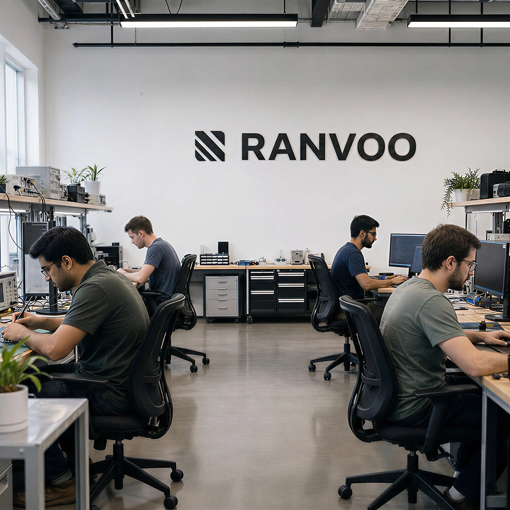 Software engineers and hardware engineers are sitting in the RANVOO lab.